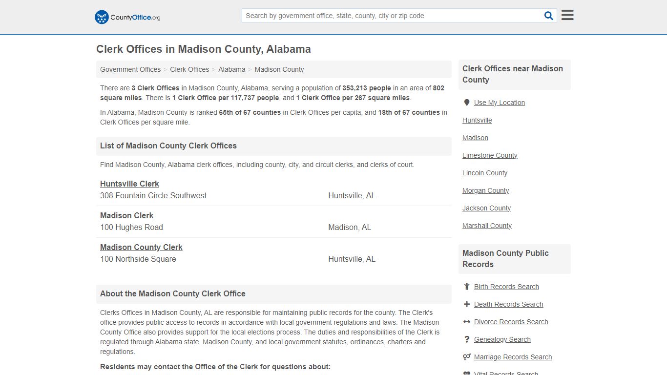 Clerk Offices - Madison County, AL (County & Court Records)
